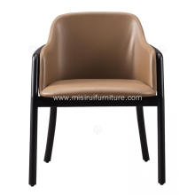 Designer brown leather armrest single chairs